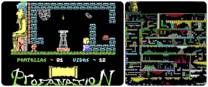 El Abu Simbel Profanation, con el mapa del dificilsimo juego de Dinamic.
